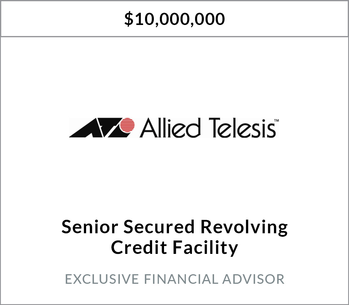 Allied Telesis Enters into $10 mm Revolver Line