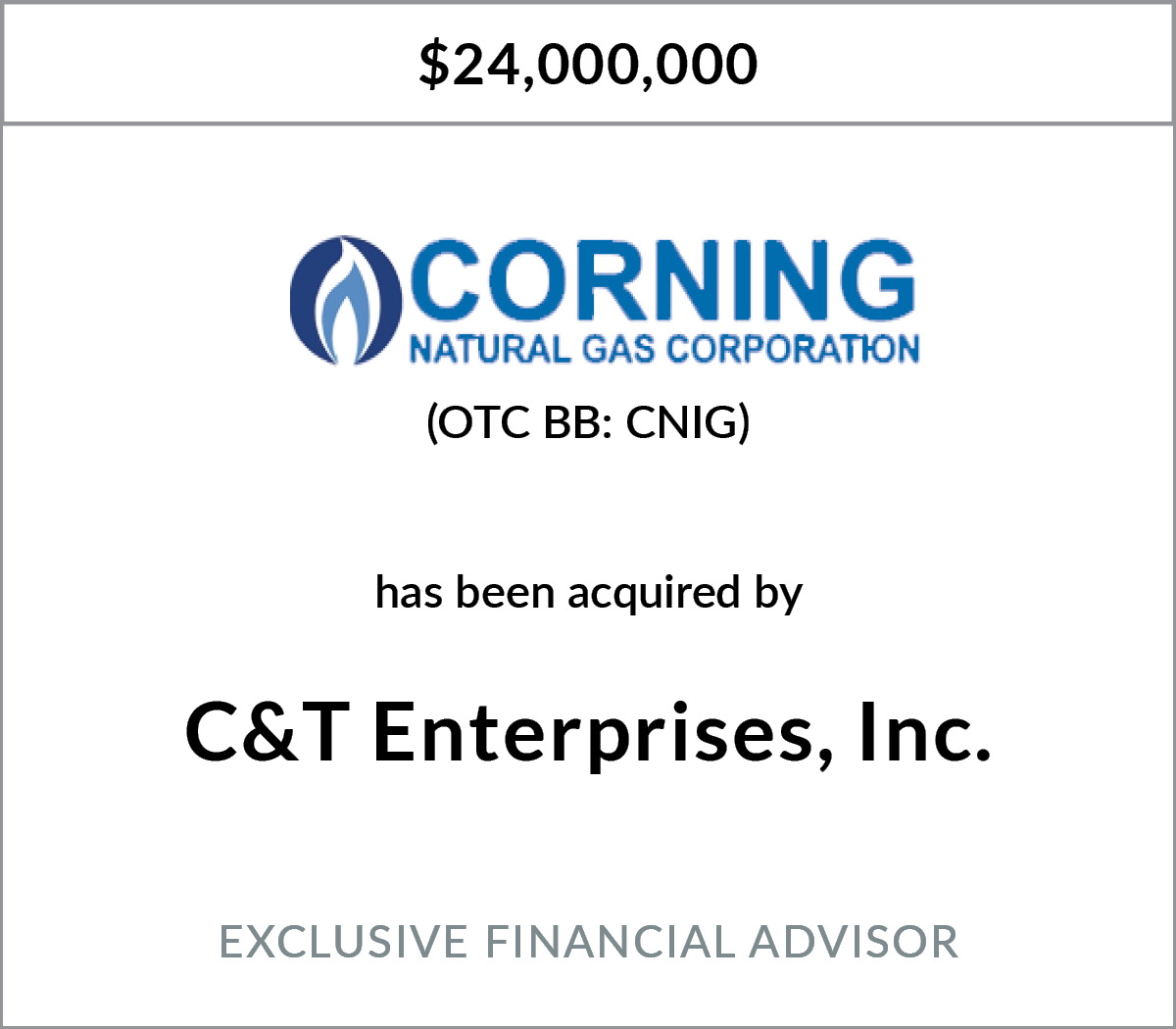 Corning Natural Gas Corporation has agreed to be acquired by C&T Enterprises, Inc.