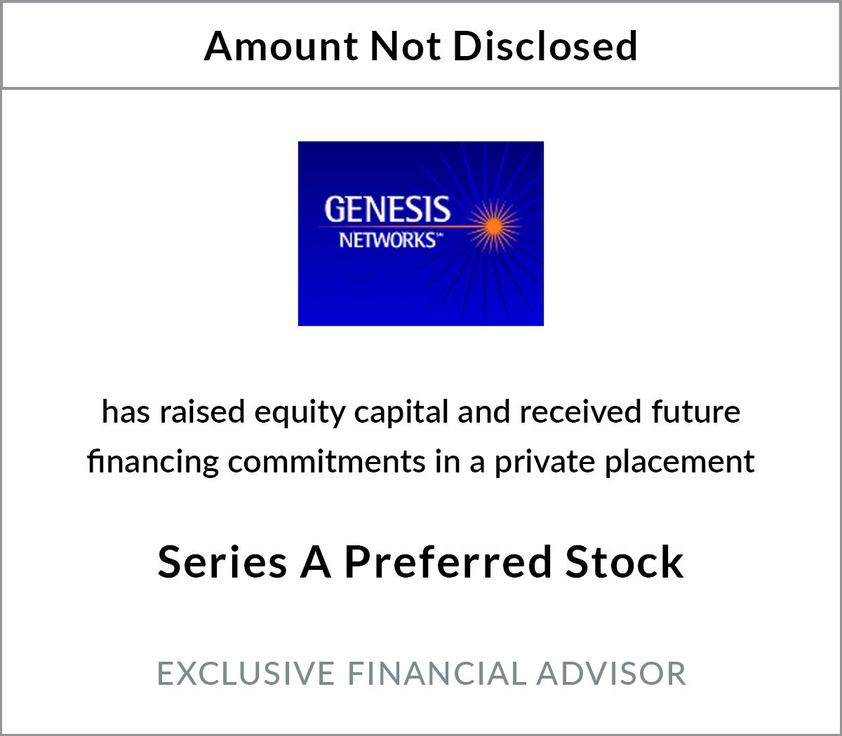 Genesis Networks Completes Financing Round