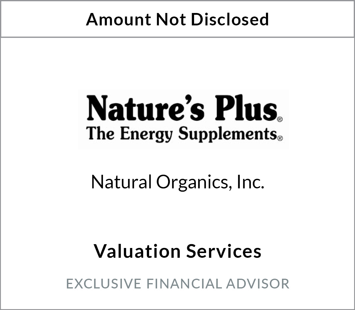 Natural Organics Valuation Services
