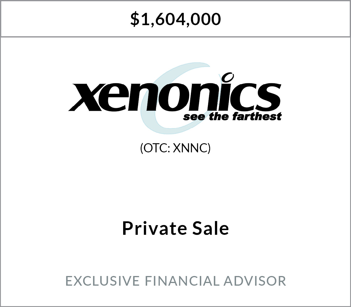 Xenonics Closes Private Sale of Common Stock