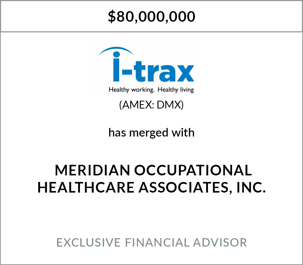 i-Trax Merges with Meridian Occupational Healthcare Associates, Inc.
